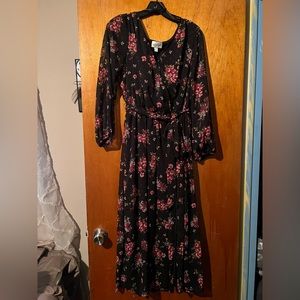 Black floral dress with sheee sleeves